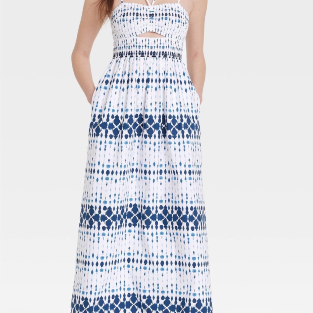 Universal Thread Blue and White Strapless Sundress- Size M